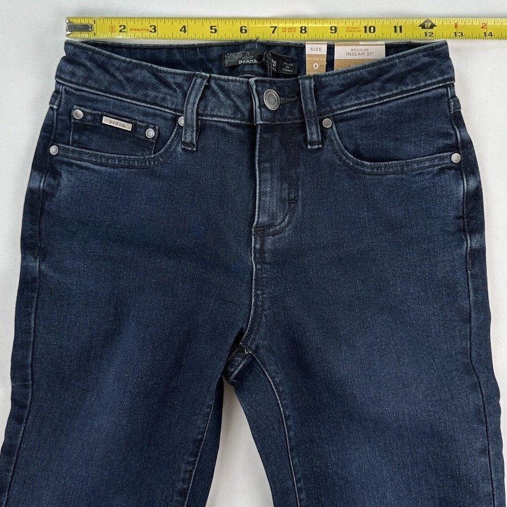 prAna Sienna Jean Deep Blue Skinny Stretch Denim Size 0/25 Athleisure Outdoor - Picture 7 of 10